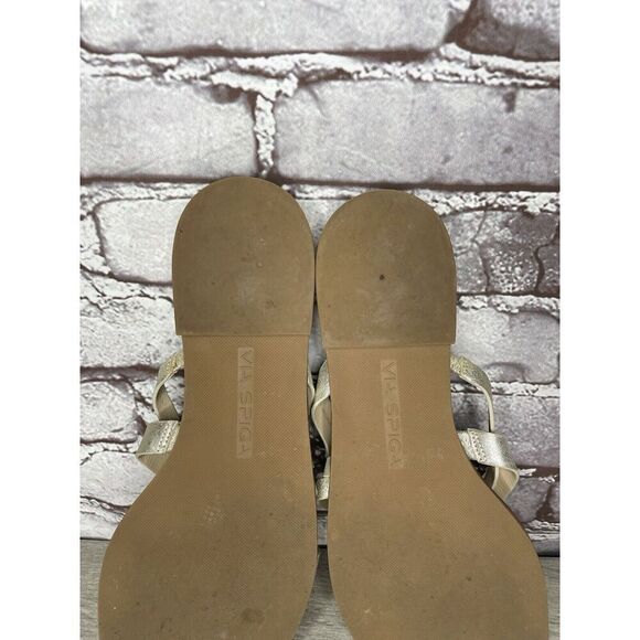 Via Spiga Metallic Silver Leather Toe Post Slides Sandals Women’s Sz 10M US/40EU - Picture 12 of 16